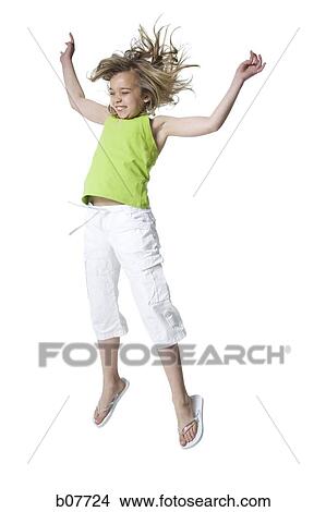 Picture - Young girl jumping. Fotosearch