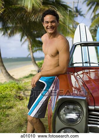Young man leaning against a car View Large Photo Image Stock Image - Young man leaning against a car. Fotosearch