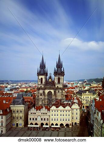 Stock Photo - Aerial view of Church with blue sky. Fotosearch