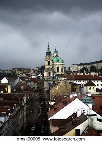 Aerial view of city skyline with dark clouds View Large Photo Image Stock Photography - Aerial view of city skyline with dark clouds. Fotosearch