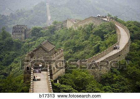 Stock Image - Aerial view of the Great Wall of China. Fotosearch