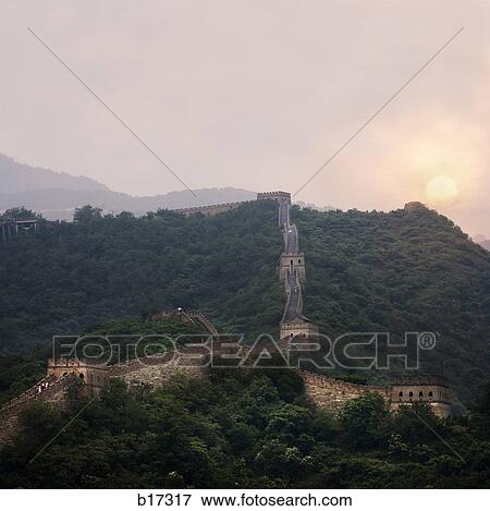 Aerial view of the Great Wall of China View Large Photo Image Stock Photo - Aerial view of the Great Wall of China. Fotosearch