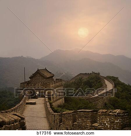 Aerial view of the Great Wall of China View Large Photo Image Stock Photograph - Aerial view of the Great Wall of China. Fotosearch
