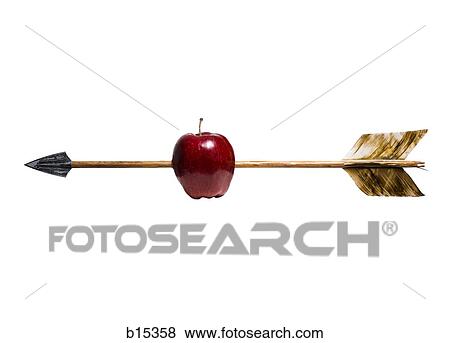 Stock Photo - Arrow through red apple. Fotosearch
