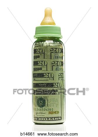 Baby bottle with US currency in it View Large Photo Image Stock Image - Baby bottle with US currency in it. Fotosearch