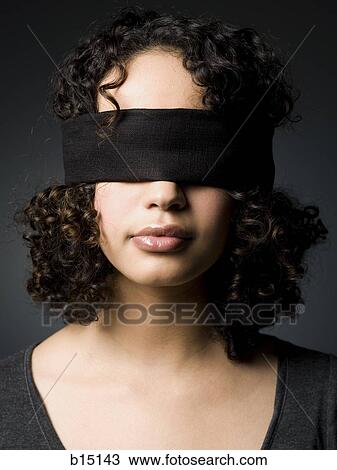 Blindfolded woman View Large Photo Image Stock Image - Blindfolded woman. Fotosearch