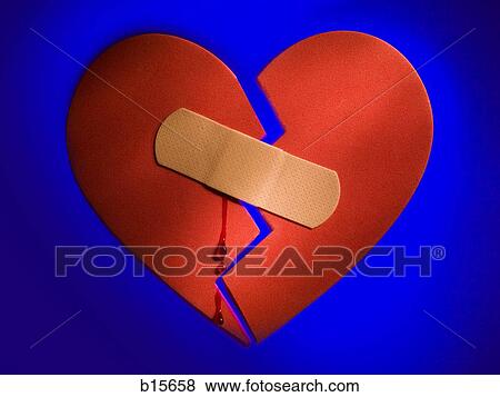 Broken heart with plastic strip View Large Photo Image Stock Photo - Broken heart with plastic strip. Fotosearch