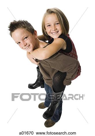 Brother carrying sister on his back. View Large Photo Image Stock Image - Brother carrying sister on his back.. Fotosearch