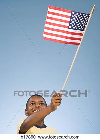 Child with American flag. View Large Photo Image Stock Image - Child with American flag.. Fotosearch