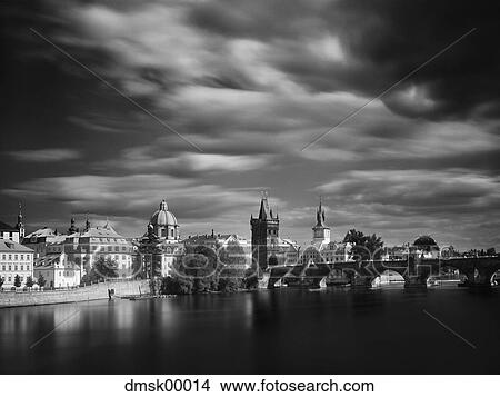 City skyline with bridge and canal black and white View Large Photo Image Picture - City skyline with bridge and canal black and white. Fotosearch