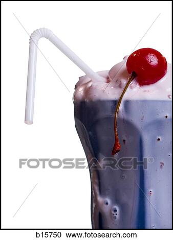 Close-up of melting milkshake with straw and maraschino cherry View Large Photo Image Stock Image - Close-up of melting milkshake with straw and maraschino cherry. Fotosearch