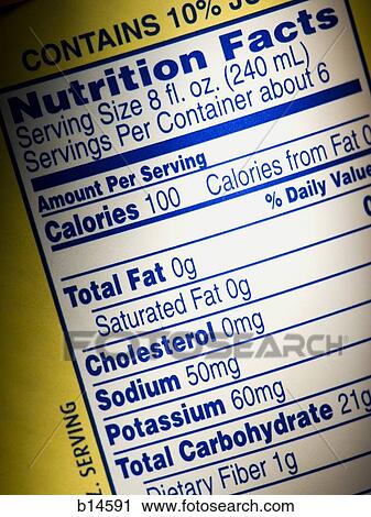 Closeup of nutrition label on food box View Large Photo Image Stock Image - Closeup of nutrition label on food box. Fotosearch
