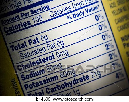 Closeup of nutrition label on food box View Large Photo Image Stock Image - Closeup of nutrition label on food box. Fotosearch
