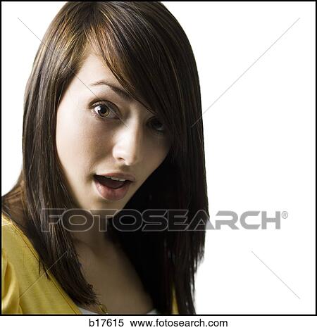 Stock Photography - Closeup of teenage girl surprised. Fotosearch