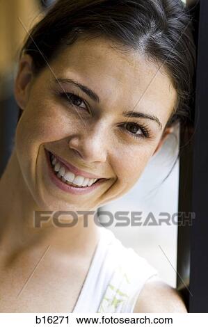 Closeup of woman smiling View Large Photo Image Stock Image - Closeup of woman smiling. Fotosearch