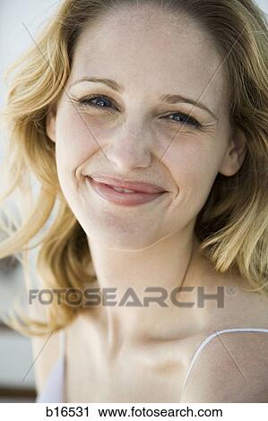 Closeup of woman smiling View Large Photo Image Stock Image - Closeup of woman smiling. Fotosearch