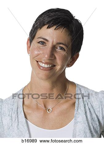 Closeup of woman smiling View Large Photo Image Stock Photo - Closeup of woman smiling. Fotosearch