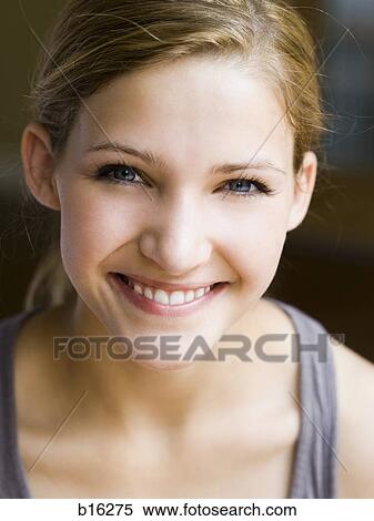 Closeup of woman smiling View Large Photo Image Stock Photography - Closeup of woman smiling. Fotosearch