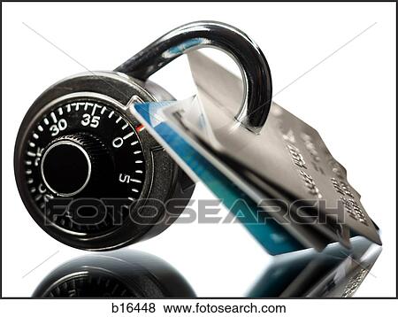 Combination lock with four bank cards View Large Photo Image Stock Photo - Combination lock with four bank cards. Fotosearch