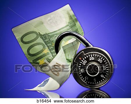 Combination lock with one hundred Euro banknote View Large Photo Image Picture - Combination lock with one hundred Euro banknote. Fotosearch