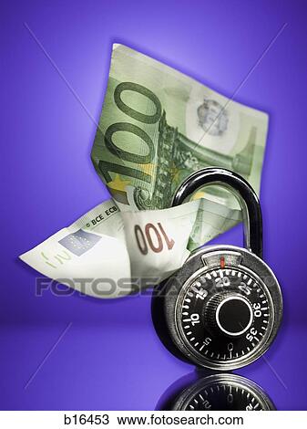 Combination lock with one hundred Euro banknote View Large Photo Image Stock Image - Combination lock with one hundred Euro banknote. Fotosearch