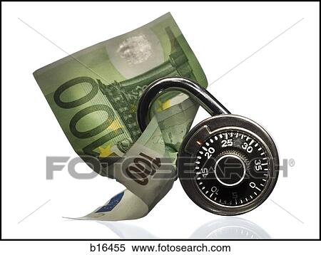 Combination lock with one hundred Euro banknote View Large Photo Image Stock Photography - Combination lock with one hundred Euro banknote. Fotosearch
