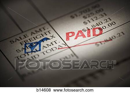 Detailed view of paid invoice View Large Photo Image Stock Photo - Detailed view of paid invoice. Fotosearch