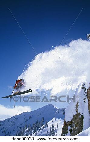 Downhill ski jumper in air View Large Photo Image Stock Image - Downhill ski jumper in air. Fotosearch