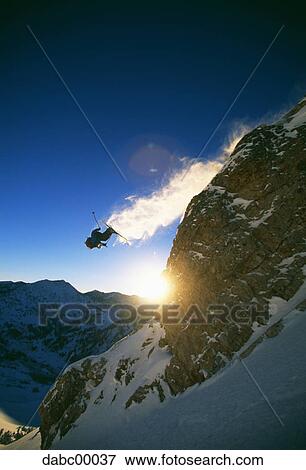 Downhill ski jumper in air View Large Photo Image Stock Photo - Downhill ski jumper in air. Fotosearch