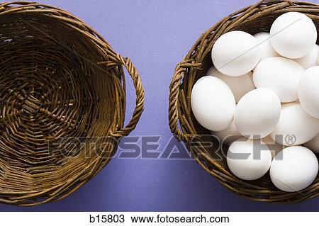 Empty basket and basket filled with eggs View Large Photo Image Stock Image - Empty basket and basket filled with eggs. Fotosearch