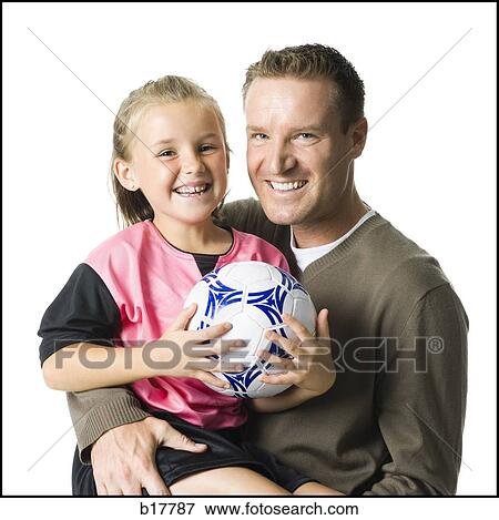 Father and daughter with soccer ball. View Large Photo Image Stock Photo - Father and daughter with soccer ball.. Fotosearch