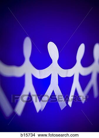Picture - Five paper people cutouts. Fotosearch