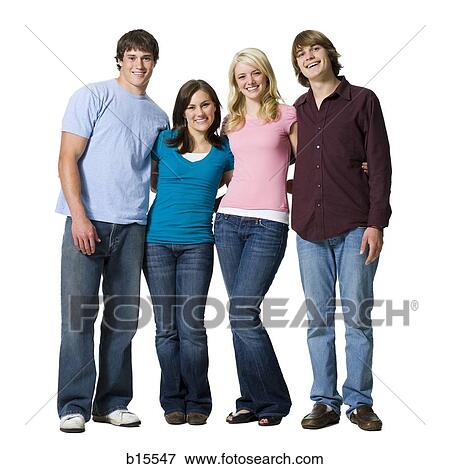 Stock Photo - Four people smiling. Fotosearch