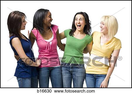 Four women hugging and smiling View Large Photo Image Stock Image - Four women hugging and smiling. Fotosearch