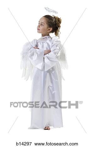 Girl in angel costume with halo and arms crossed View Large Photo Image Stock Photo - Girl in angel costume with halo and arms crossed. Fotosearch