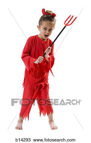 Stock Image - Girl in devil costume. Fotosearch