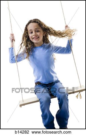 Stock Image - Girl on swing. Fotosearch