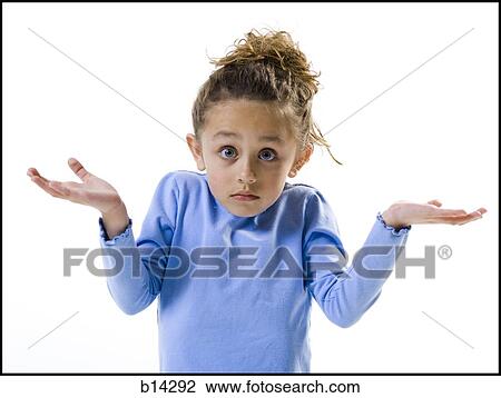 Stock Image - Girl shrugging. Fotosearch