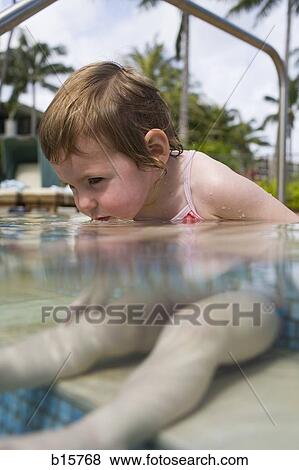 Girl sitting in outdoor pool View Large Photo Image Stock Photo - Girl sitting in outdoor pool. Fotosearch
