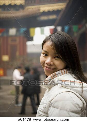 Girl smiling outdoors View Large Photo Image Stock Photo - Girl smiling outdoors. Fotosearch