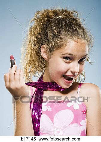 Girl with lipstick smiling View Large Photo Image Stock Photography - Girl with lipstick smiling. Fotosearch