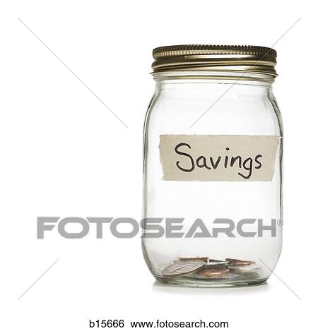 Glass jar with change and Savings label View Large Photo Image Stock Photograph - Glass jar with change and Savings label. Fotosearch