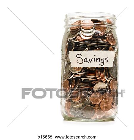 Glass jar with change and Savings label View Large Photo Image Stock Photography - Glass jar with change and Savings label. Fotosearch
