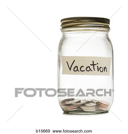 Glass jar with change and Vacation label View Large Photo Image Stock Photo - Glass jar with change and Vacation label. Fotosearch