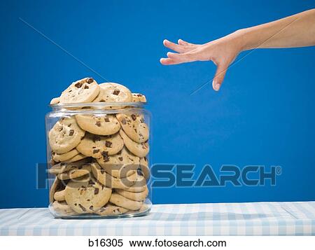 Hand reaching for chocolate chip cookie jar View Large Photo Image Stock Photography - Hand reaching for chocolate chip cookie jar. Fotosearch