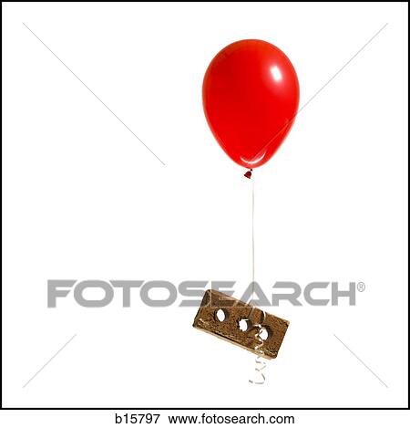 Helium balloon lifting brick View Large Photo Image Stock Photo - Helium balloon lifting brick. Fotosearch