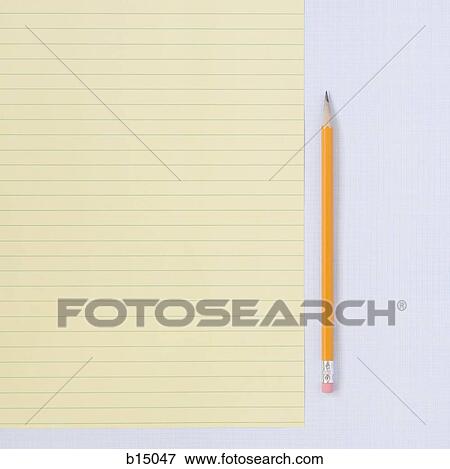 Stock Photo - Lined note pad with pencil. Fotosearch