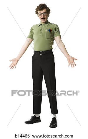 Stock Photography - Male nerd with eyeglasses smiling. Fotosearch
