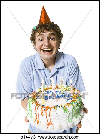Stock Image - Man celebrating birthday. Fotosearch