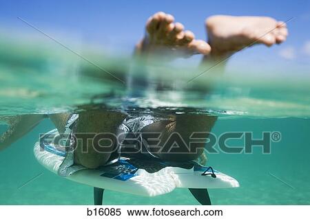 Man in water with surfboard View Large Photo Image Stock Photography - Man in water with surfboard. Fotosearch